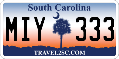 SC license plate MIY333