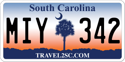 SC license plate MIY342