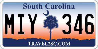 SC license plate MIY346