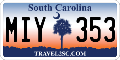 SC license plate MIY353