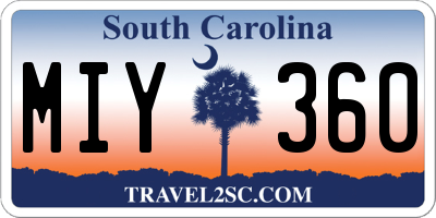 SC license plate MIY360