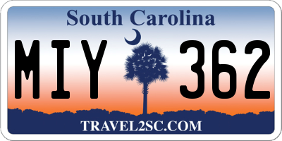 SC license plate MIY362
