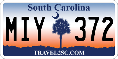 SC license plate MIY372