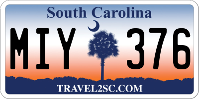 SC license plate MIY376