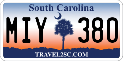 SC license plate MIY380