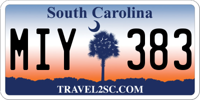 SC license plate MIY383