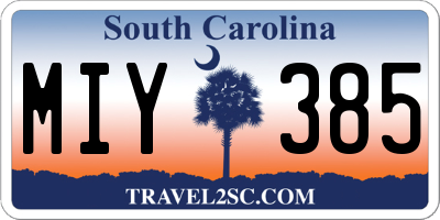 SC license plate MIY385