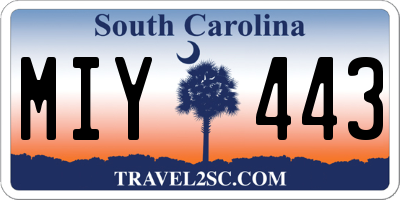 SC license plate MIY443