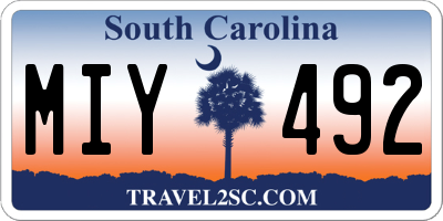 SC license plate MIY492