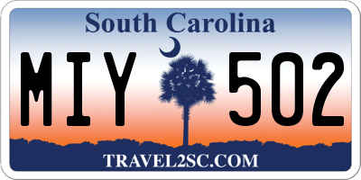 SC license plate MIY502