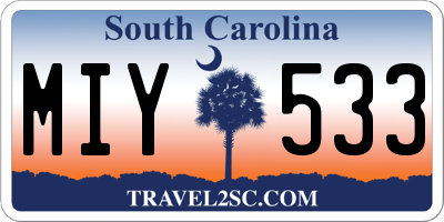 SC license plate MIY533