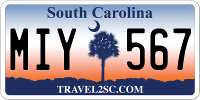 SC license plate MIY567