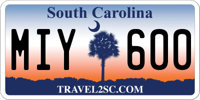 SC license plate MIY600