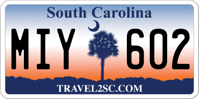 SC license plate MIY602