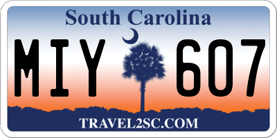 SC license plate MIY607