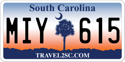 SC license plate MIY615