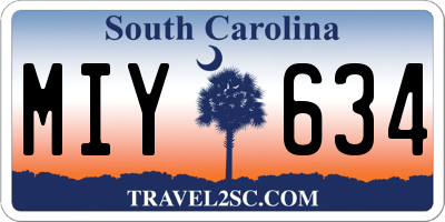SC license plate MIY634