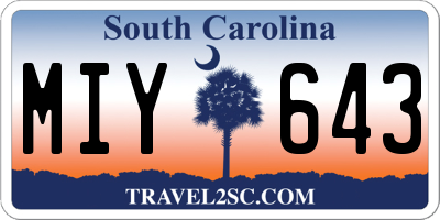 SC license plate MIY643