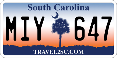 SC license plate MIY647