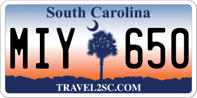 SC license plate MIY650
