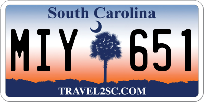 SC license plate MIY651