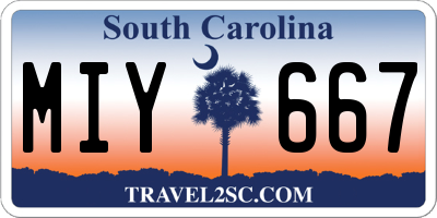 SC license plate MIY667