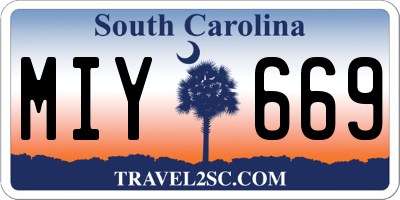 SC license plate MIY669