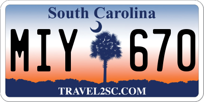 SC license plate MIY670
