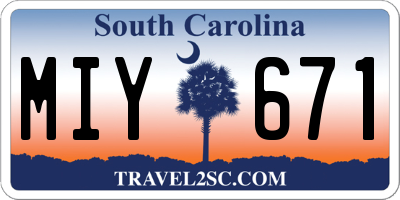 SC license plate MIY671