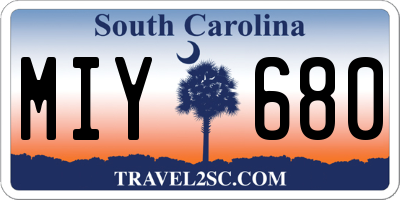 SC license plate MIY680