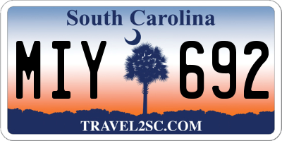 SC license plate MIY692