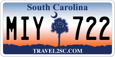 SC license plate MIY722