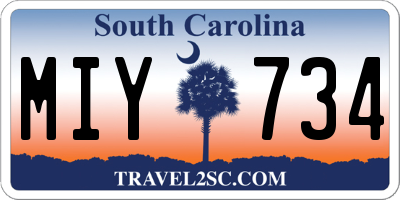 SC license plate MIY734