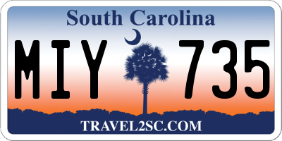 SC license plate MIY735