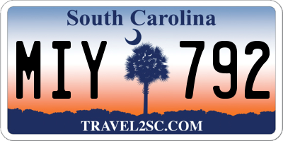 SC license plate MIY792