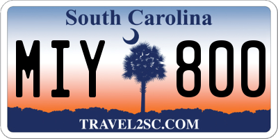 SC license plate MIY800