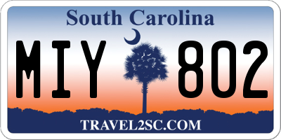 SC license plate MIY802