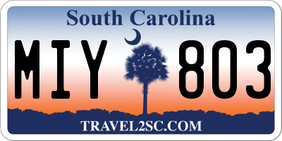 SC license plate MIY803