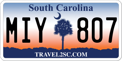 SC license plate MIY807
