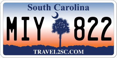 SC license plate MIY822