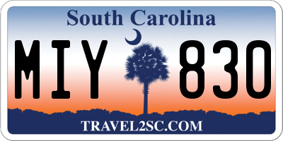 SC license plate MIY830