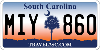 SC license plate MIY860