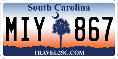 SC license plate MIY867