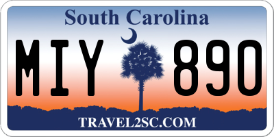 SC license plate MIY890