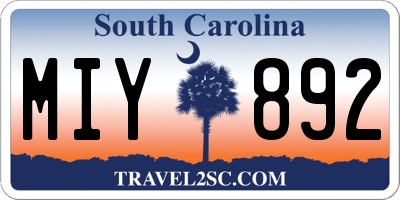 SC license plate MIY892