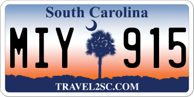 SC license plate MIY915