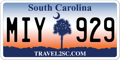 SC license plate MIY929