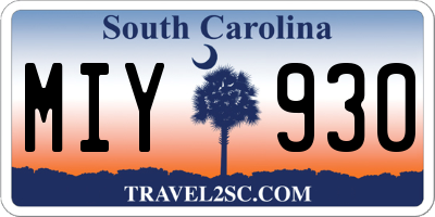 SC license plate MIY930