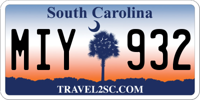 SC license plate MIY932