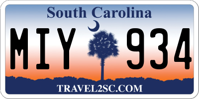 SC license plate MIY934